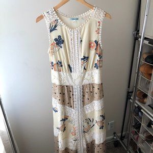 Leif Notes muted tones maxi tank dress with lace